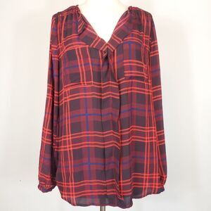 Stitch Fix Skies Are Blue Viper Plaid Split Neck Tunic Business Casual office